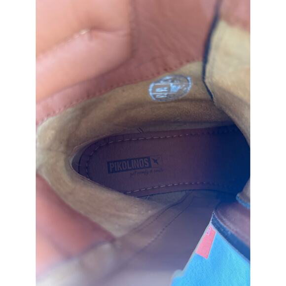 Pikolinos Ankle Boots San Sebastia EU40 US 9-9.5 Brown Leather Lace Up Side Zip - Picture 9 of 11